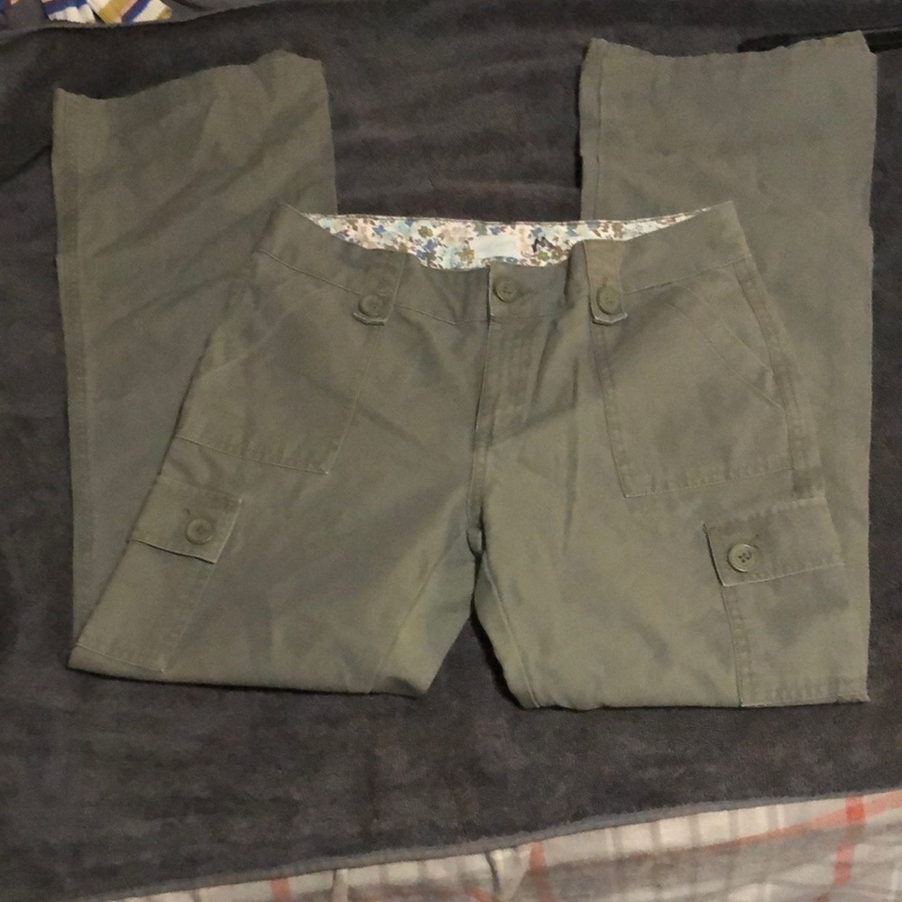 Green, cargo, flared Jeans